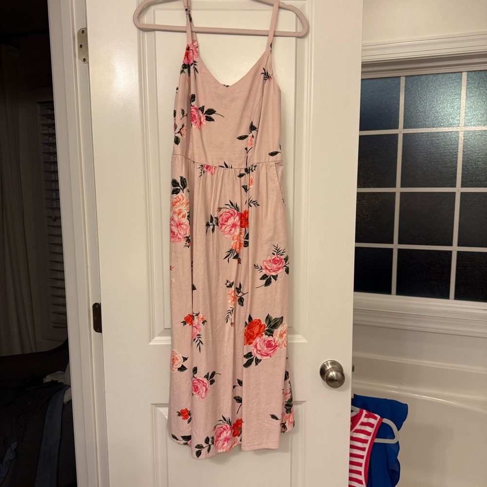 Floral Pink Sleeveless Dress